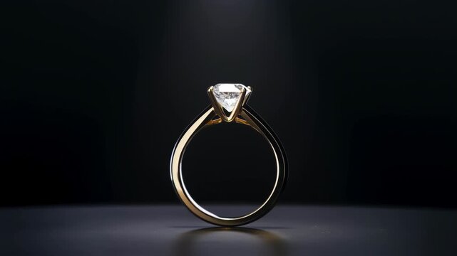 Exquisite solitaire diamond ring in yellow gold with intricate band design