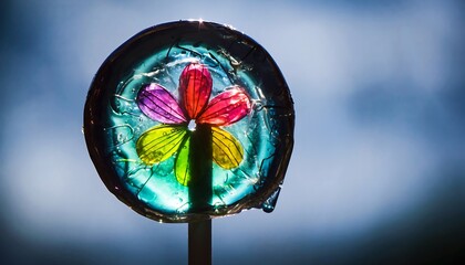 Vibrant Kaleidoscope Flower on Black Background