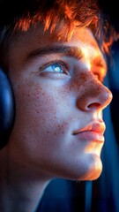 Content Emotion Relaxed People Wearing Headphone Listening To Music Adult Man
