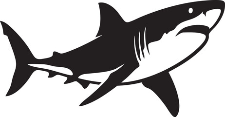 Fototapeta premium Great White Shark Vector Silhouette - Aggressive Ocean Predator Icon