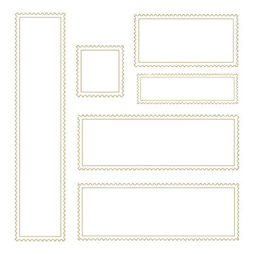 Set of various rectangular frames with gold border