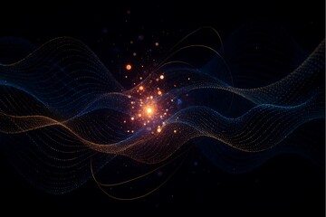 Abstract Energy Burst with Wavy Light Trails swirling