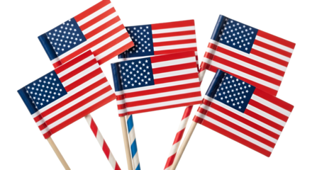 Cluster of American Flags on Sticks United States patriotism