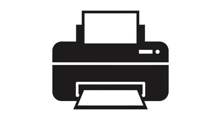 A stark black silhouette of a modern office printer showcasing its functional design silhouette