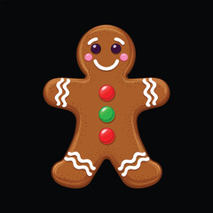 Obraz premium Cute Gingerbread Man Cookie Festive Christmas Holiday Bakery Illustration