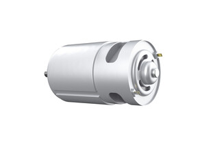 High-Torque Brushed DC Motor, Compact Precision Power Component for DIY Projects, Electric Drills, and Hobby Equipment. Isolated Technical Mechanical Engineering Element on Transparent Background.