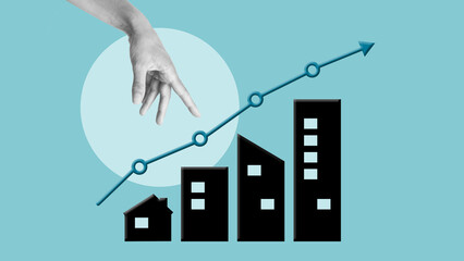 Real Estate Market Growth Concept with Rising Property Prices and Investment Trend - Housing Prices Financial Concept