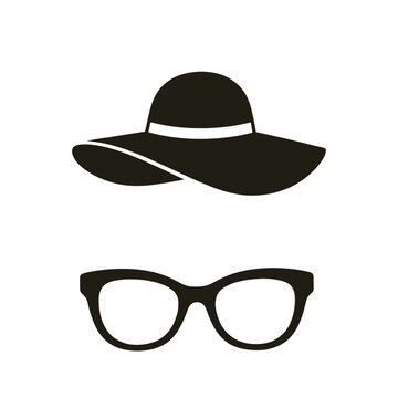 Stylish summer accessories vector illustration with sun hat and sunglasses