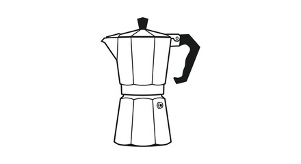 A simple black and white illustration of a classic stovetop espresso maker silhouette