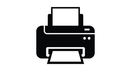 A stark black silhouette of a modern printer displaying its functional design silhouette