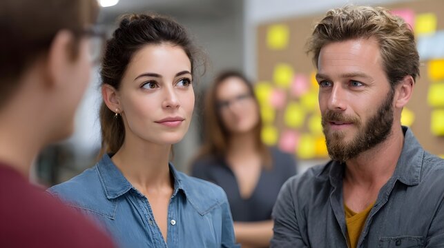 A diverse group of professionals engage in a collaborative brainstorming session in a modern office environment - Powered by Adobe