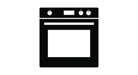 A modern kitchen oven in black and white showcasing a simplistic appliance silhouette