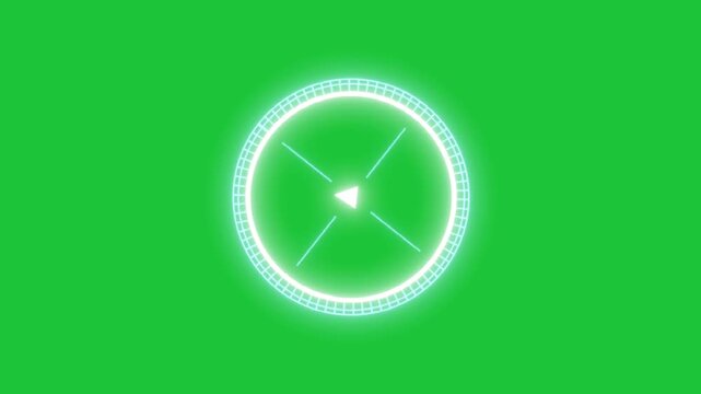 Animated futuristic HUD element on green screen. Target, reticle, crosshair, sci-fi, HUD, radar, UI, loop