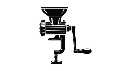 A detailed illustration of a vintage coffee grinder showcasing its mechanics as a silhouette