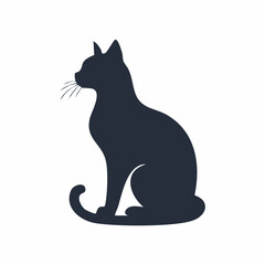 Black cat silhouette illustration vector drawing on white background for pet and Halloween design