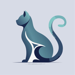 Vector illustration of a cute black cat and dog silhouette icon, a symbol of domestic pet love