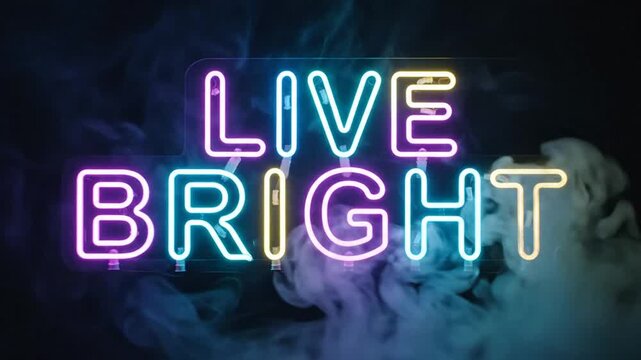 Colorful Neon Light Display with Smoke Effects for Inspirational Visuals