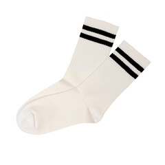 White socks with black stripes on black background