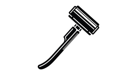 A striking black and white image of a classic safety razor in a bold silhouette © njhasan