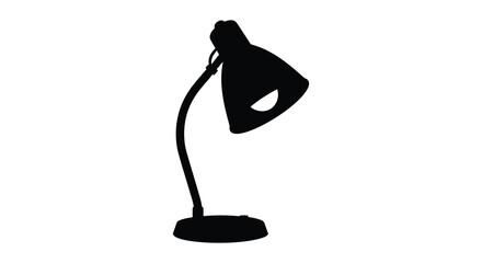 A striking black desk lamp presented in a bold contrasting silhouette