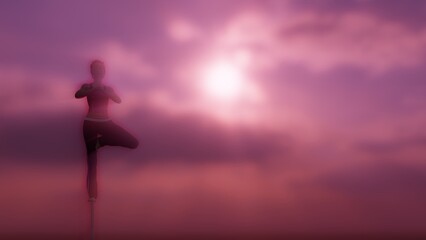 Mujer haciendo yoga postura del árbol