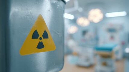 Radiation Warning Sign In Medical Facility. Safety Precautions In Healthcare Environment