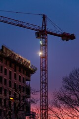 Fototapeta premium Construction Crane at Sunset
