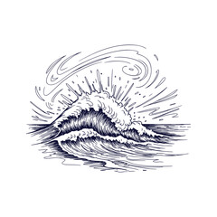 Intense Pounding Ocean Surf Wave Vector Illustration Capturing Summer Beach Vibes Energy