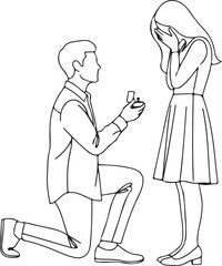 Valentine's Day Aesthetic Line Art Vector Illustration. Minimalist Romantic Couple Sketch for 14 February Gift & T-shirt Design.