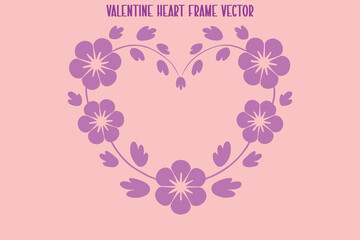 pink floral heart  frame vector