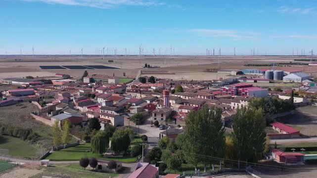 Aerial View of La Mudarra, Rural Village in Valladolid, Spain