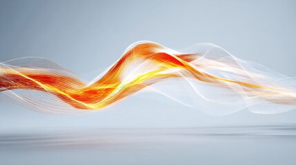 Cybersecurity Abstract Concept With Light Wave Lines in Pale Background and Open Center Representing Data Flow and Digital Security Structure