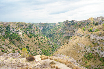 Matera, Basilicata, Italy - 03 October 2025: Natural Historical Archaeological Park of the Rupestrian Churches of Matera
