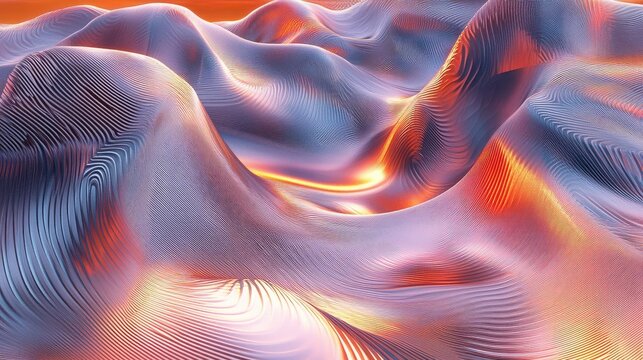 Abstract pastel waves with an intricate rhythmic pattern and radiant highlights