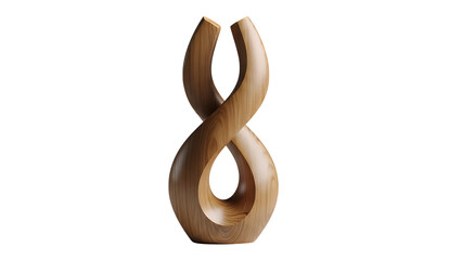 Fototapeta premium Meticulously rendered elegant wooden abstract sculpture with a twisted, flowing design, showcasing natural texture, high detail, and isolated on transparent background