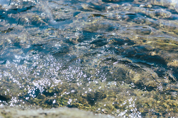 光が反射する透明な水面のテクスチャ