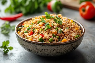 Classic chinese fried rice bowl high resolution picture