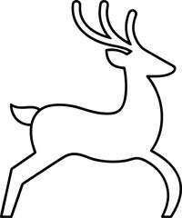 deer icon outline vector illustration on transparent background