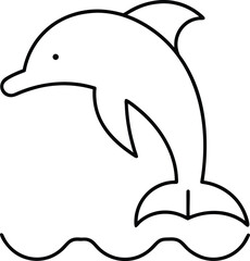 dolphin icon outline vector illustration on transparent background