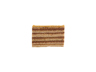 Single slice of authentic indonesian layer cake lapis legit or spekkoek isolated on transparent background, traditional sweet dessert.
