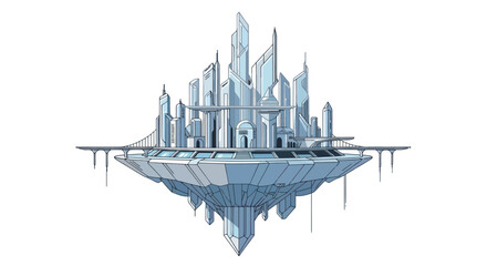 Obraz premium Futuristic city on a floating island with sci-fi architecture.