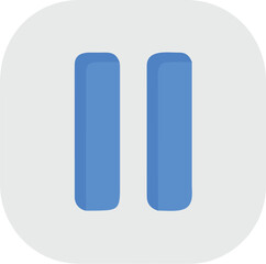 Pause button icon, blue on gray background, media control symbol