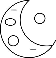 moon icon outline vector illustration on transparent background