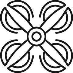 Drone Propeller Icon, Black and White Line Art Illustration © iconic