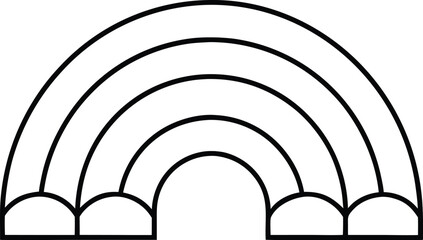 rainbow icon outline vector illustration on transparent background