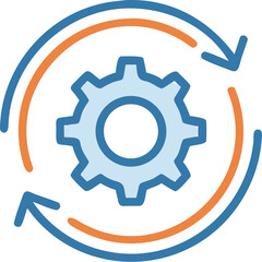 Gear Icon with Circular Arrows, Symbolizing Continuous Process and Improvement