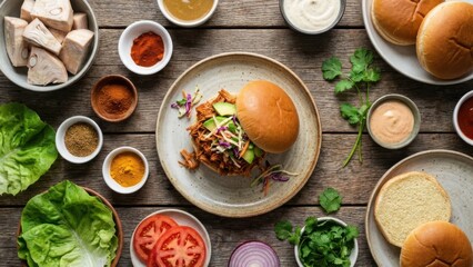 Gourmet burger with fresh ingredients