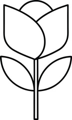 rose icon outline vector illustration on transparent background