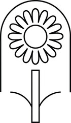 sunflower icon outline vector illustration on transparent background