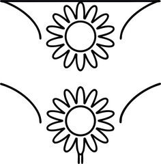 sunflower icon outline vector illustration on transparent background